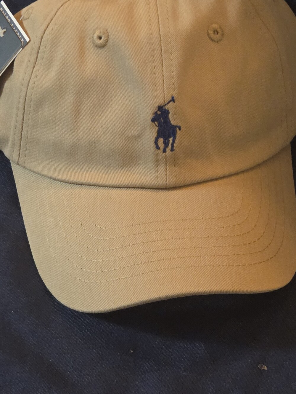 Polo by Ralph Lauren Khaki Cap with Navy Polo Player - Picture 3 of 15